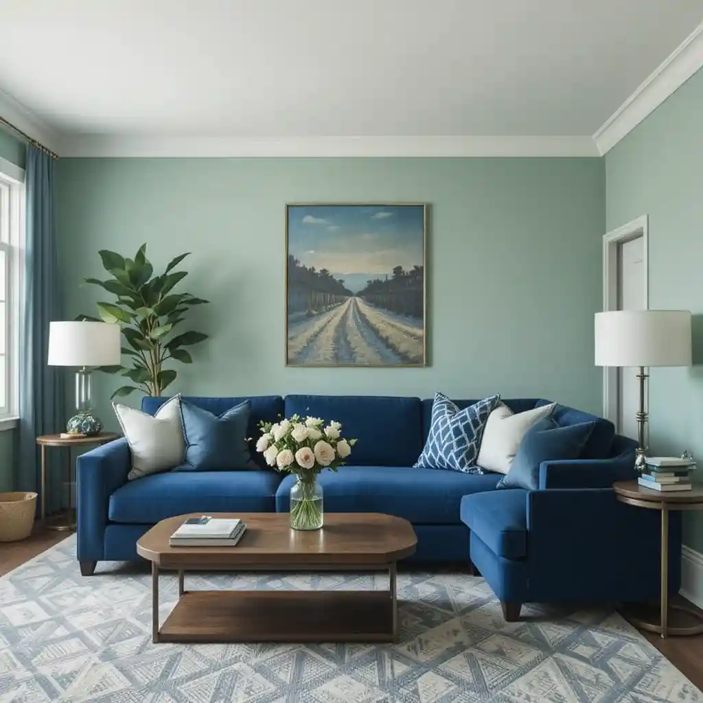 Blue and Green Living Room