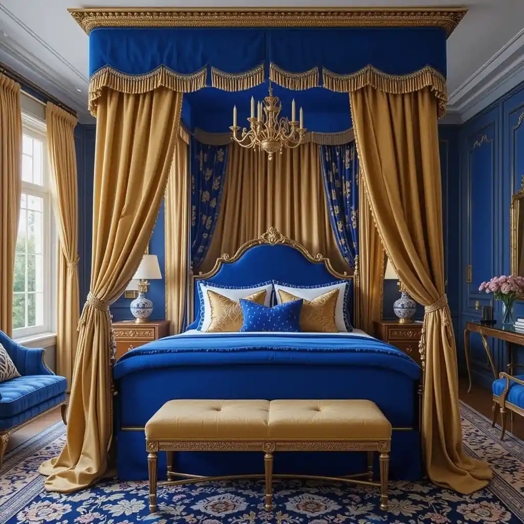 Bold Elegance: 22 Royal Blue and Gold Bedroom Ideas That Redefine Luxe Living