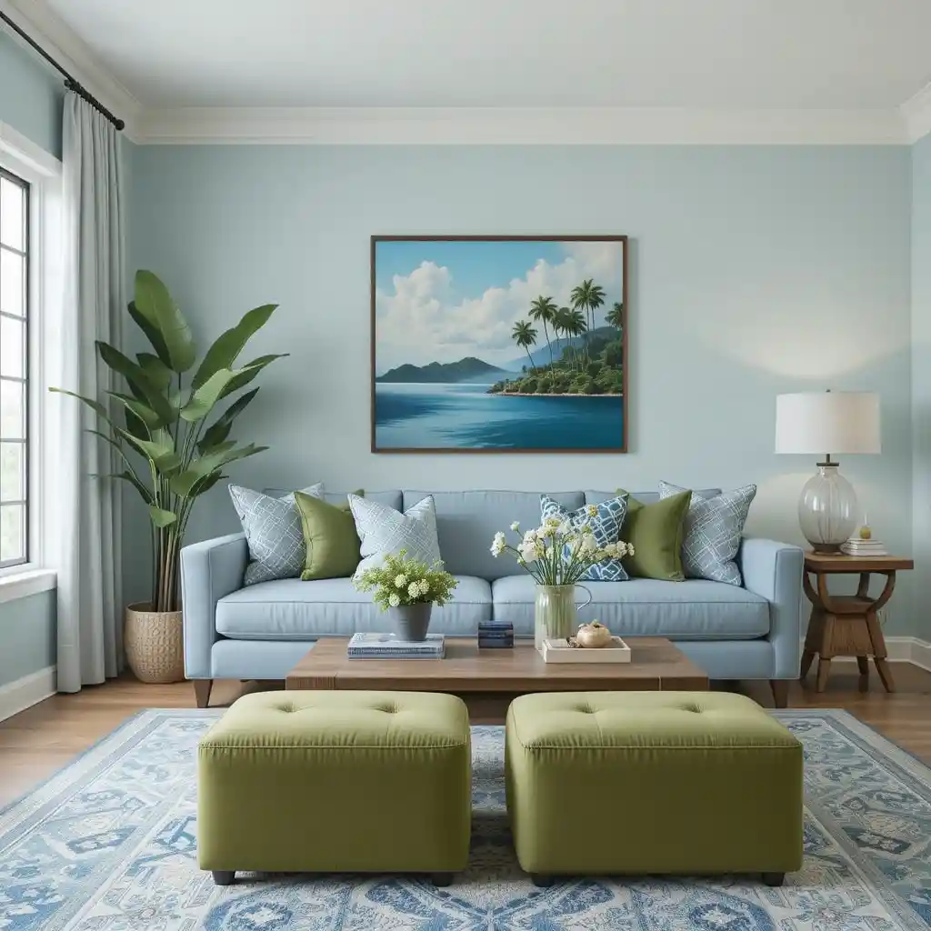 Blue and Green Living Room