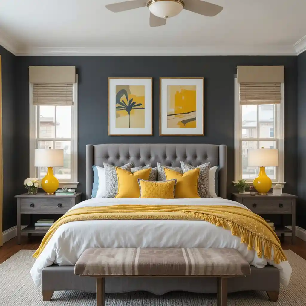  Yellow and Grey Bedroom