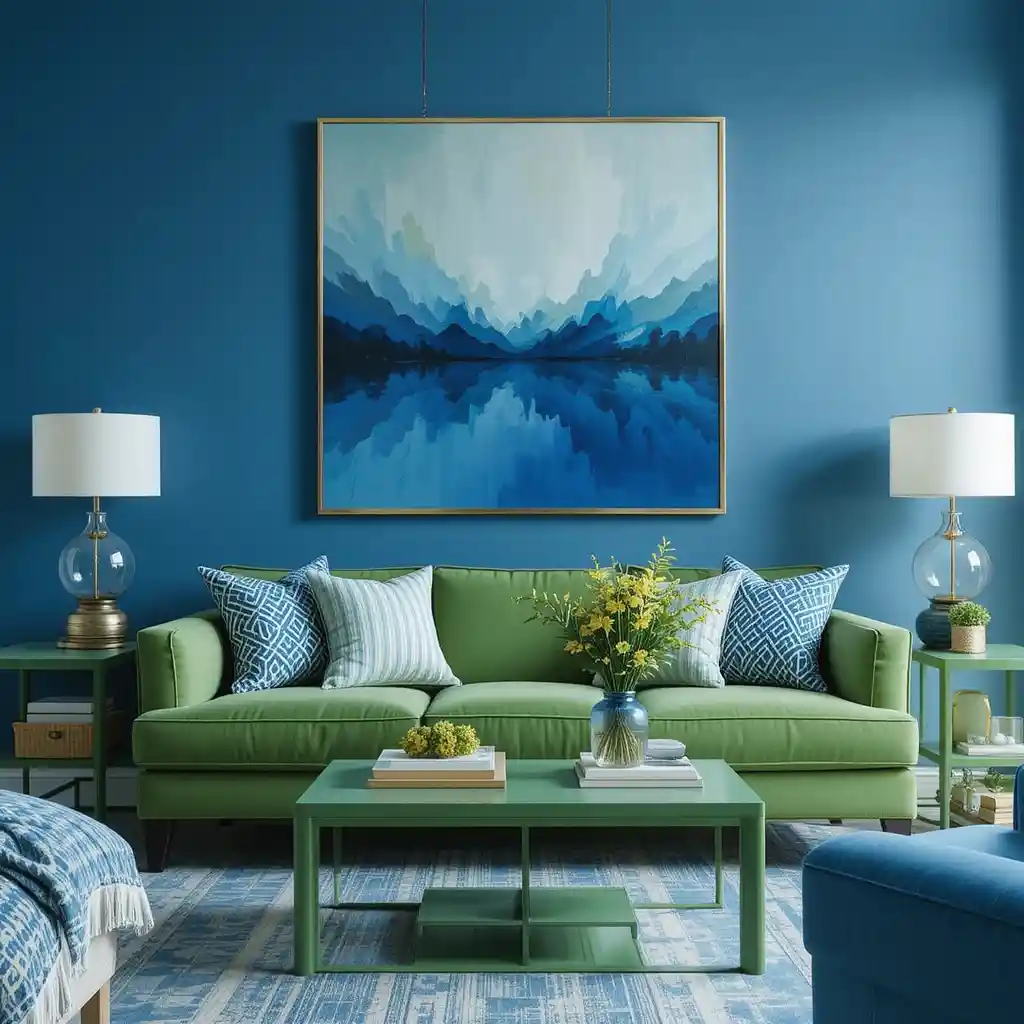 Blue and Green Living Room