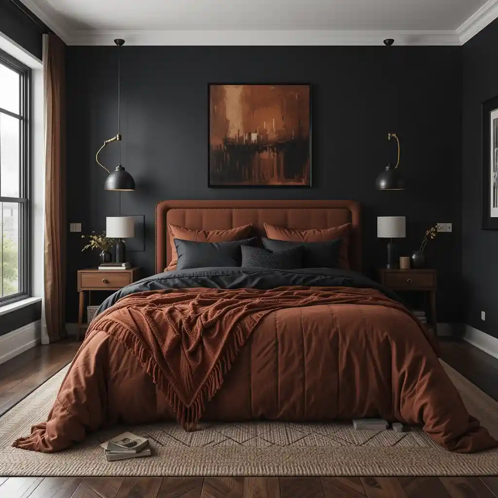 Black and Rust Bedroom Ideas