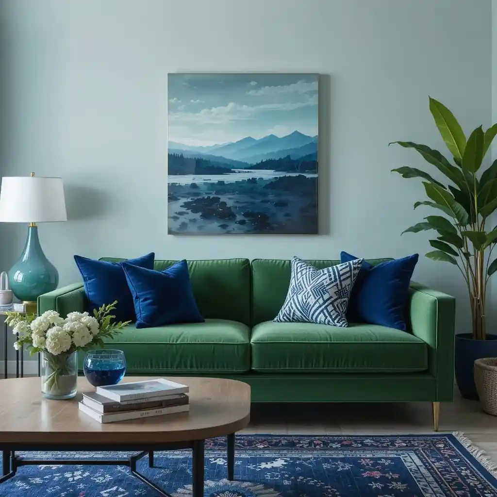 Blue and Green Living Room