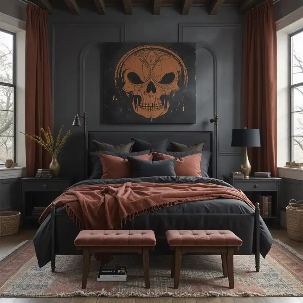 Black and Rust Bedroom Ideas
