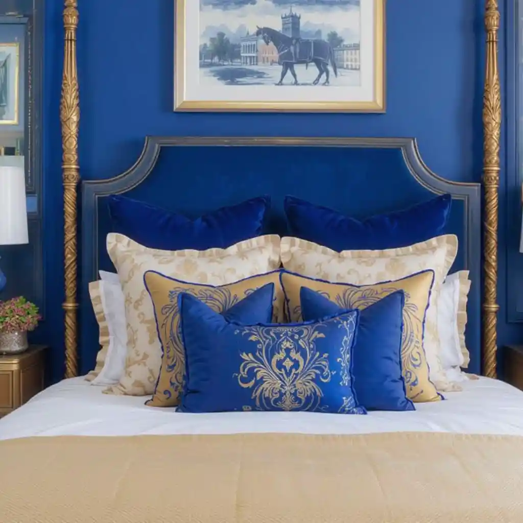 Royal Blue and Gold Bedroom