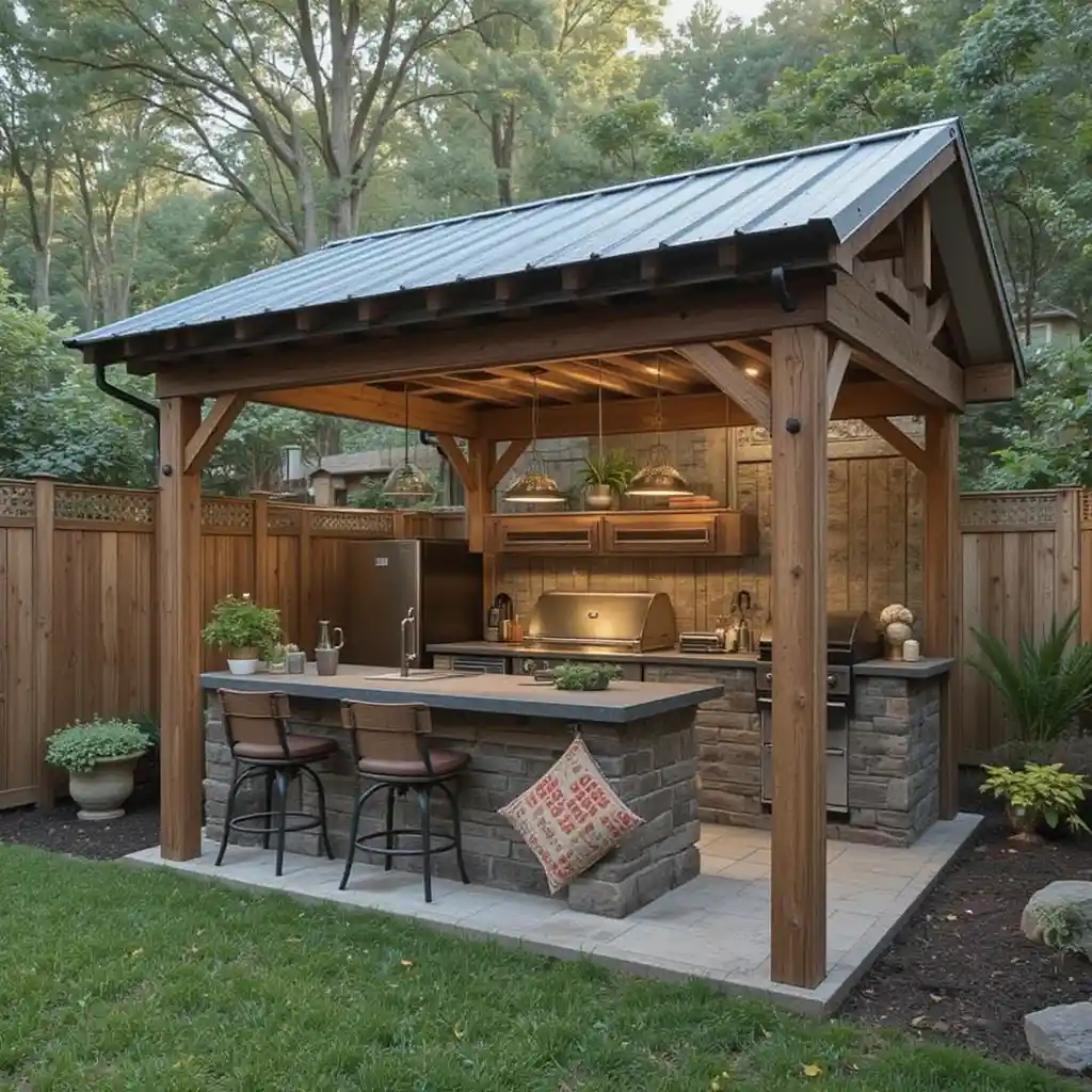 Small Covered Outdoor Kitchen 