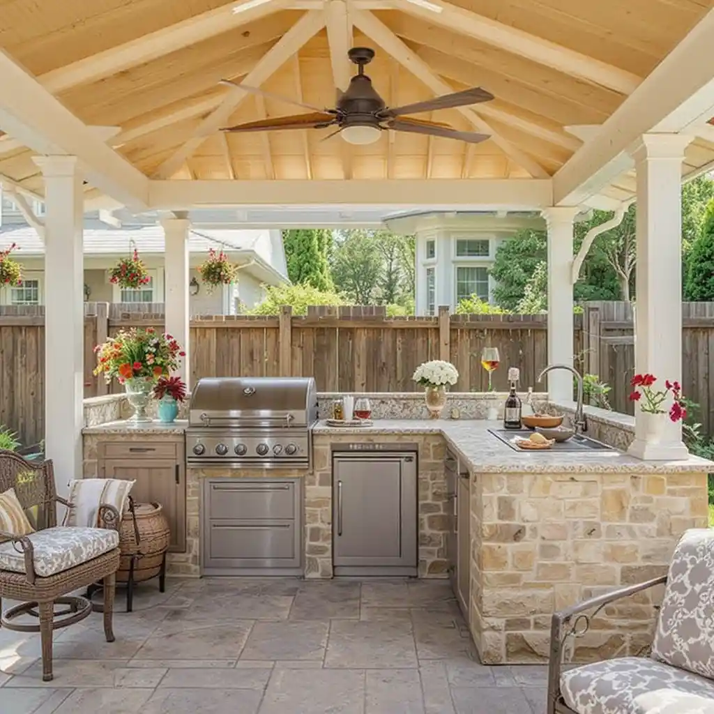 Small Covered Outdoor Kitchen 