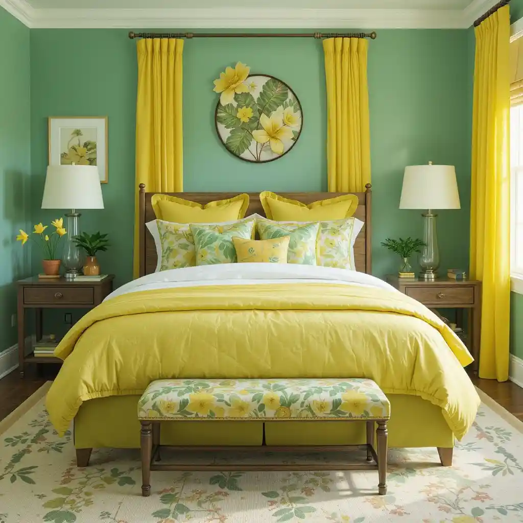 Yellow and Green Bedroom