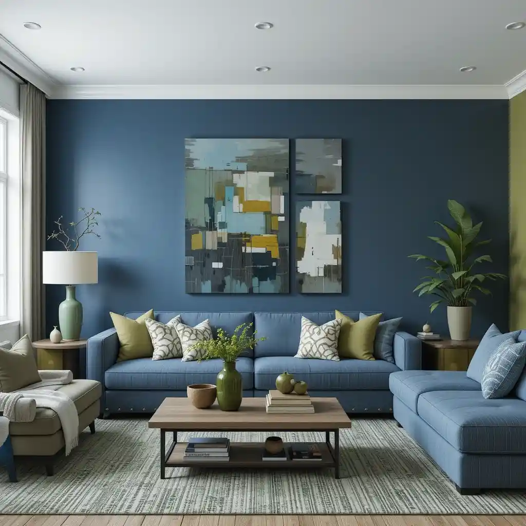 Blue and Green Living Room