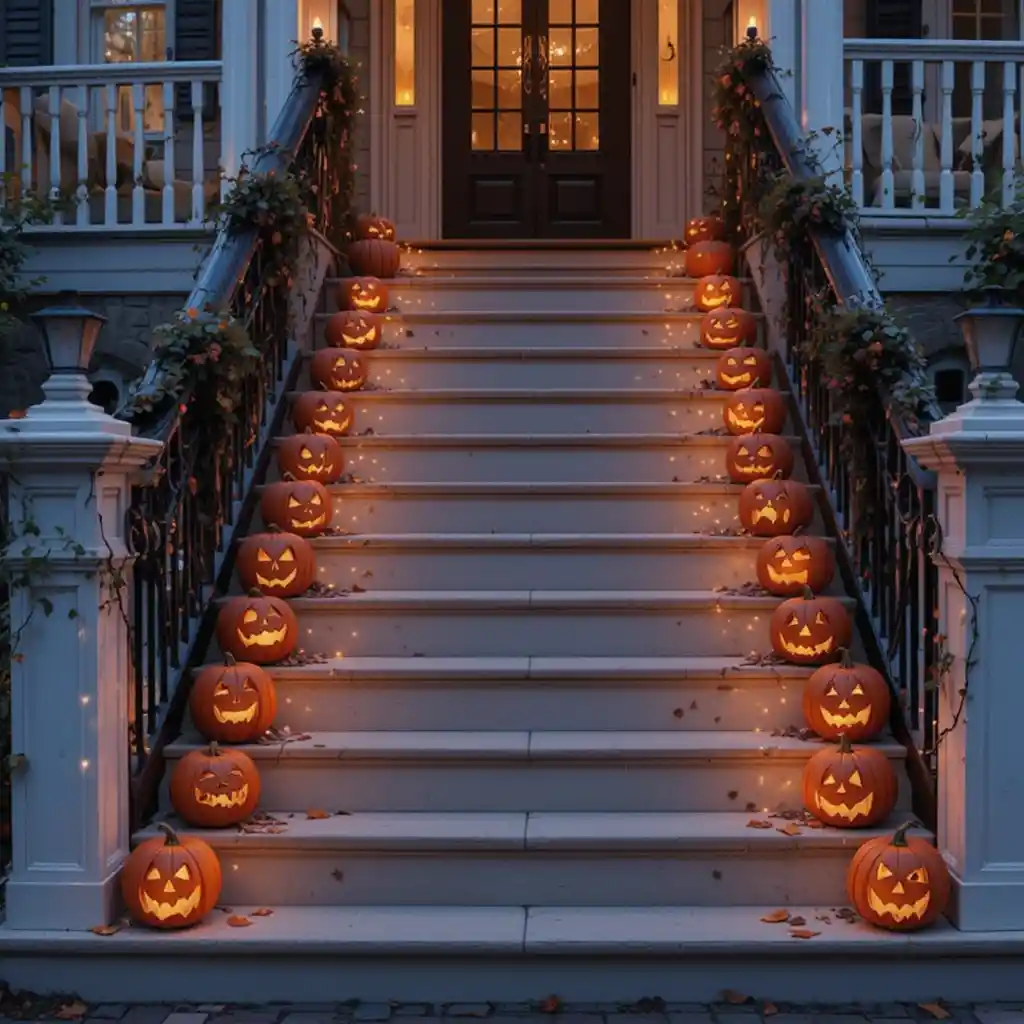 18 Spooky & Stunning Halloween Staircase Decor Ideas for Indoor and Outdoor Spaces