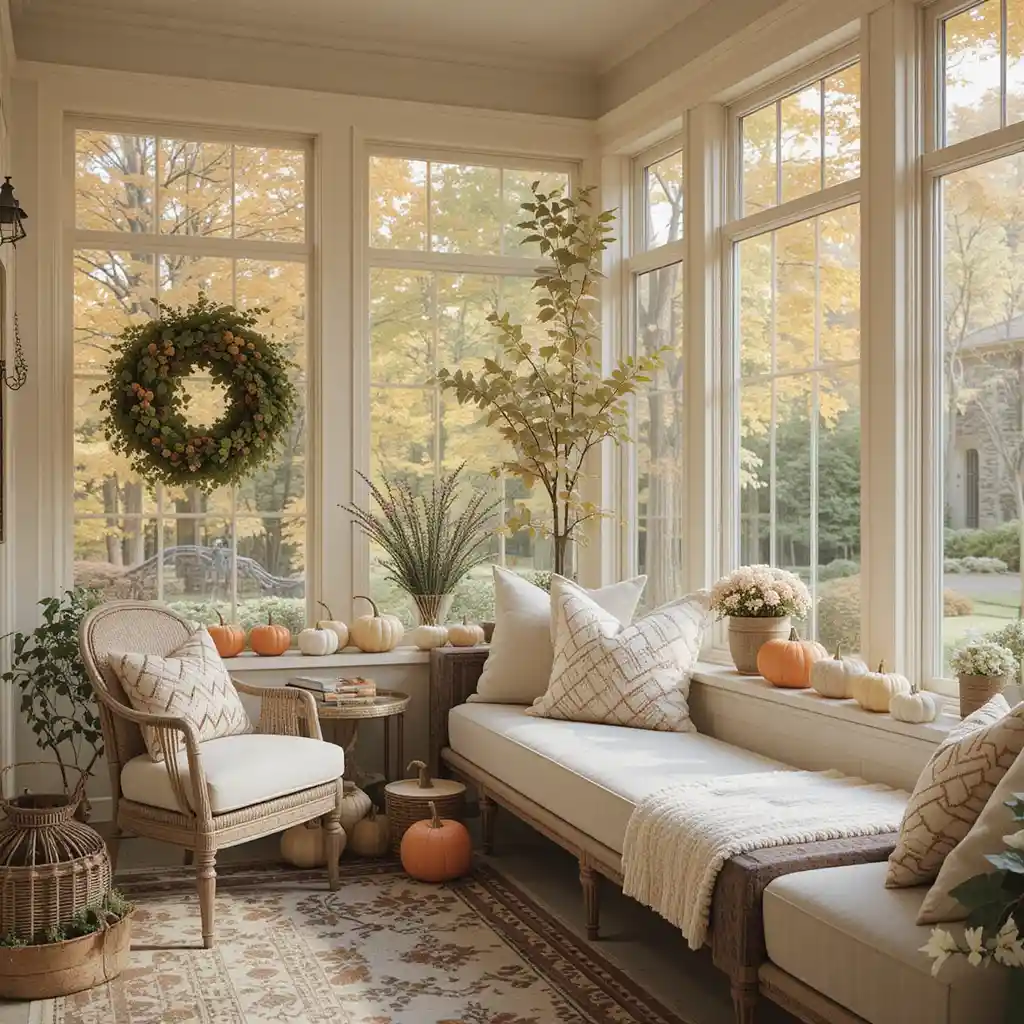 Golden Glow Indoors: 22 Fall Sunroom Cozy Decorating Ideas That Feel Like a Warm Hug