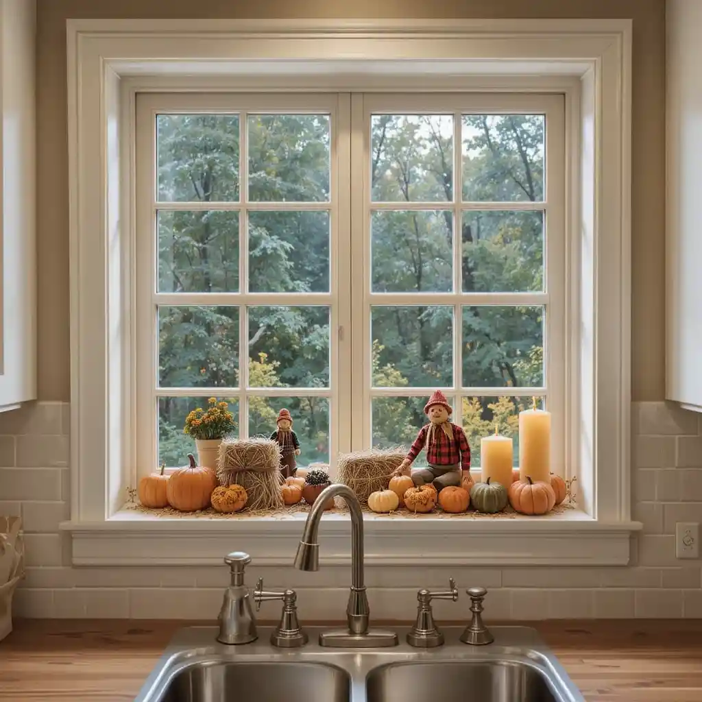 Fall Kitchen Window Décor