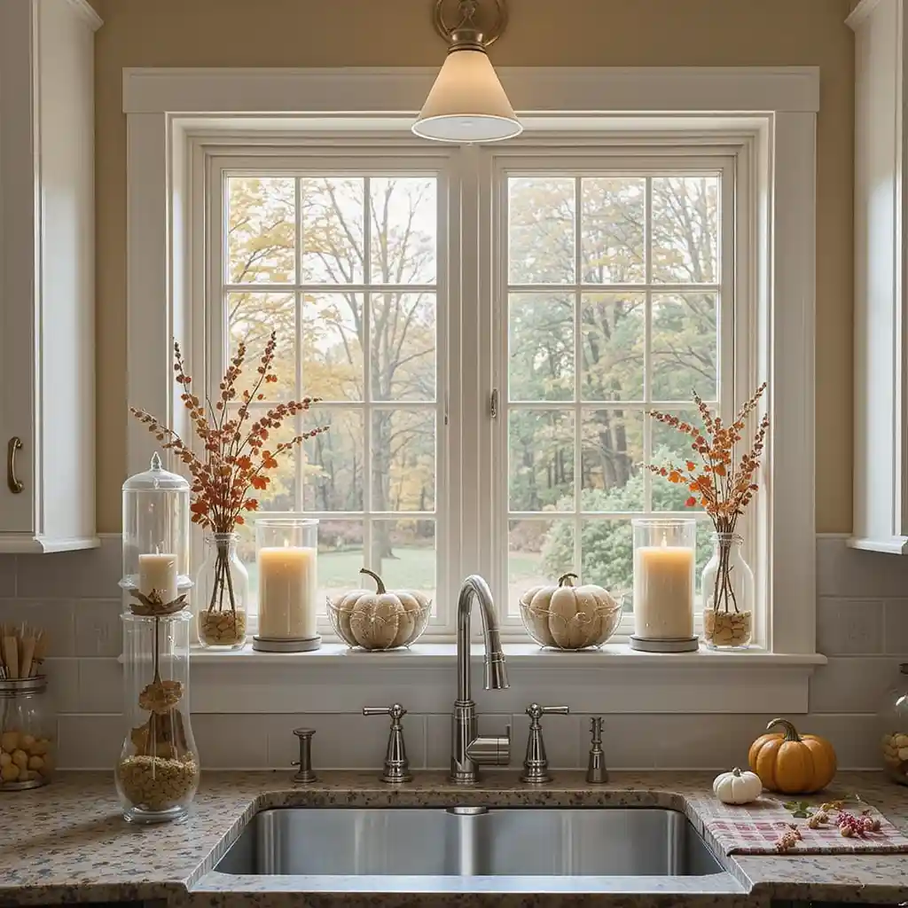 Fall Kitchen Window Décor