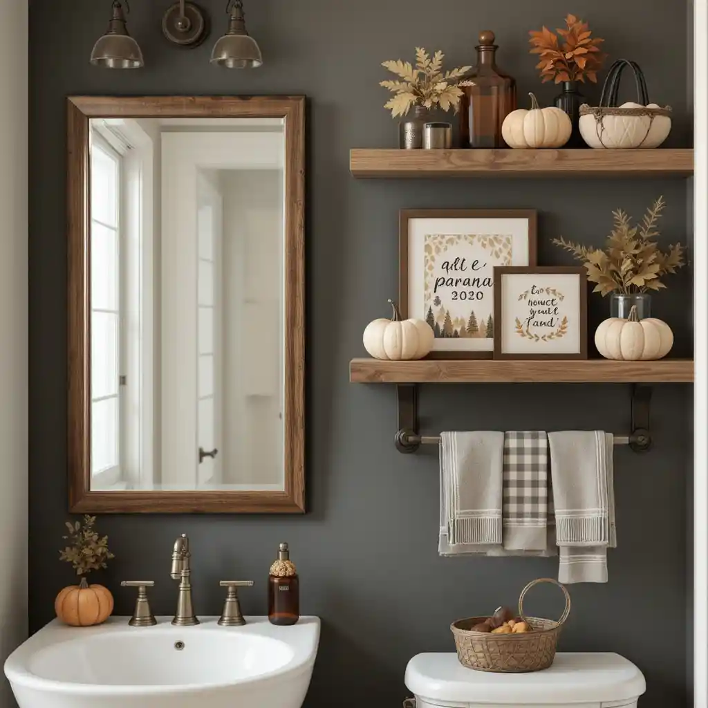 Fall Bathroom Shelf Decor