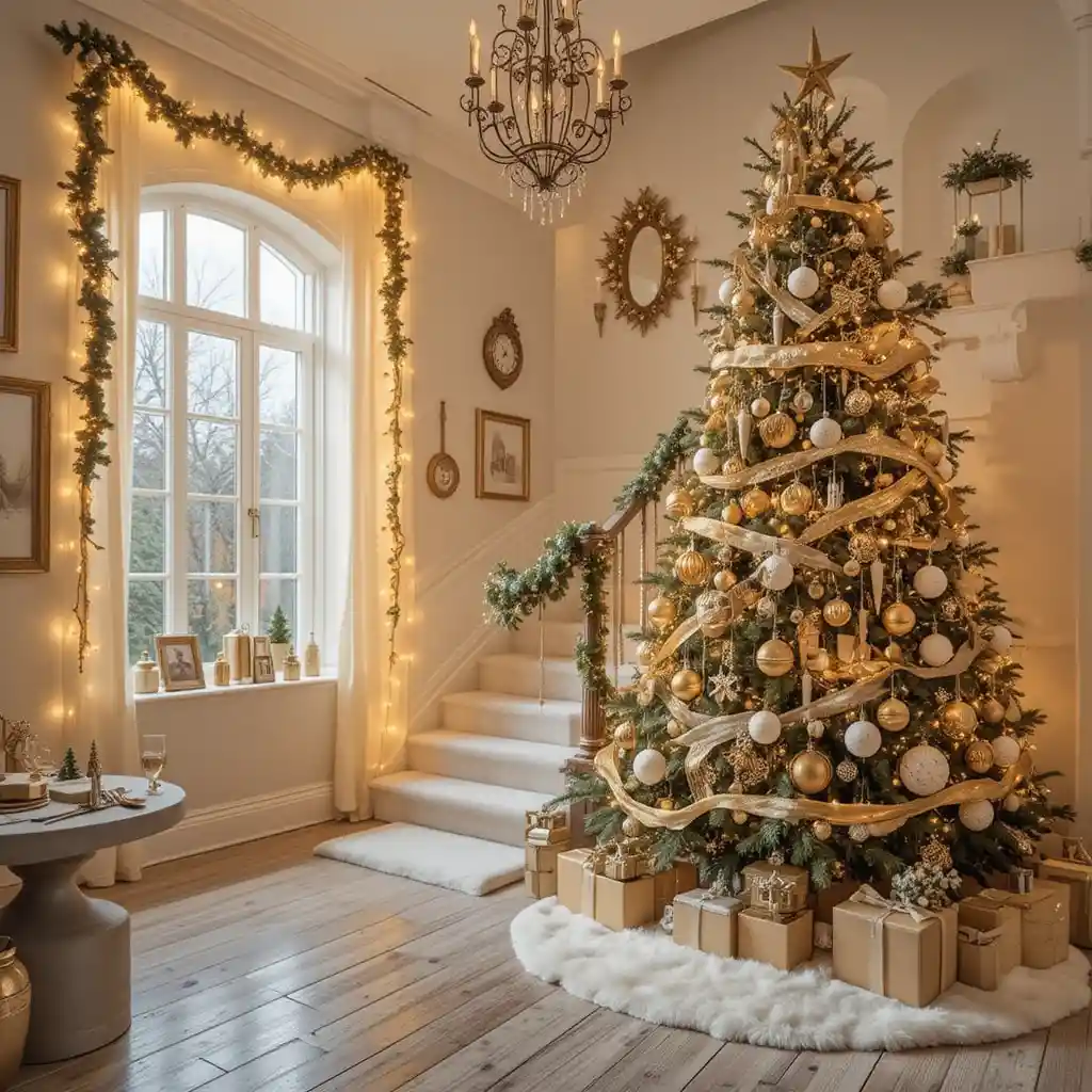 Christmas Gold and White Decor