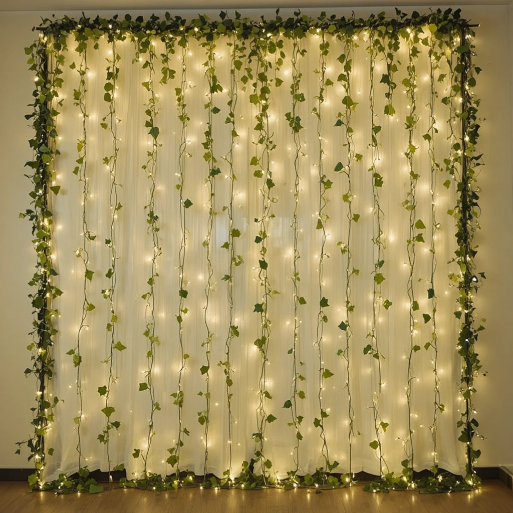  Fairy Light Curtain Leaf Decor