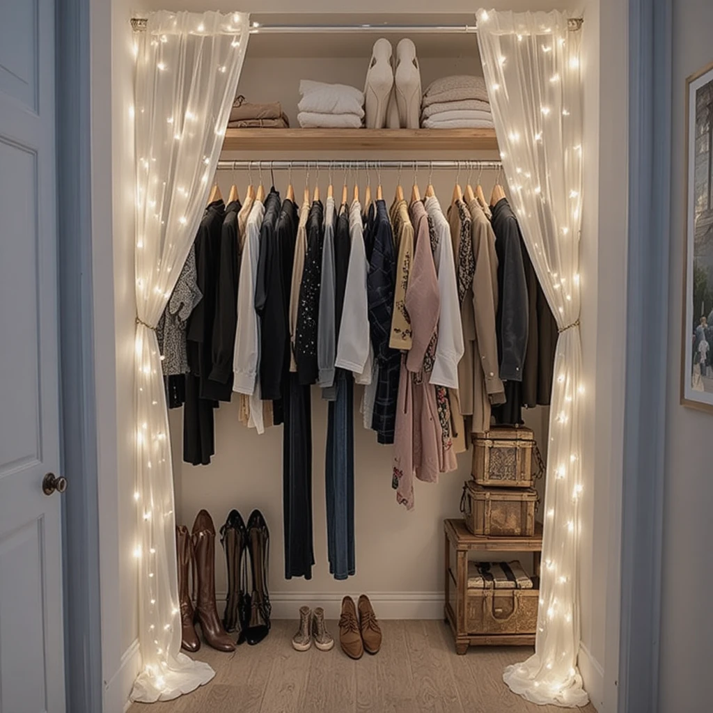  Fairy Light Curtain Closet