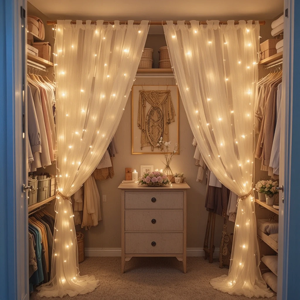  Fairy Light Curtain Closet