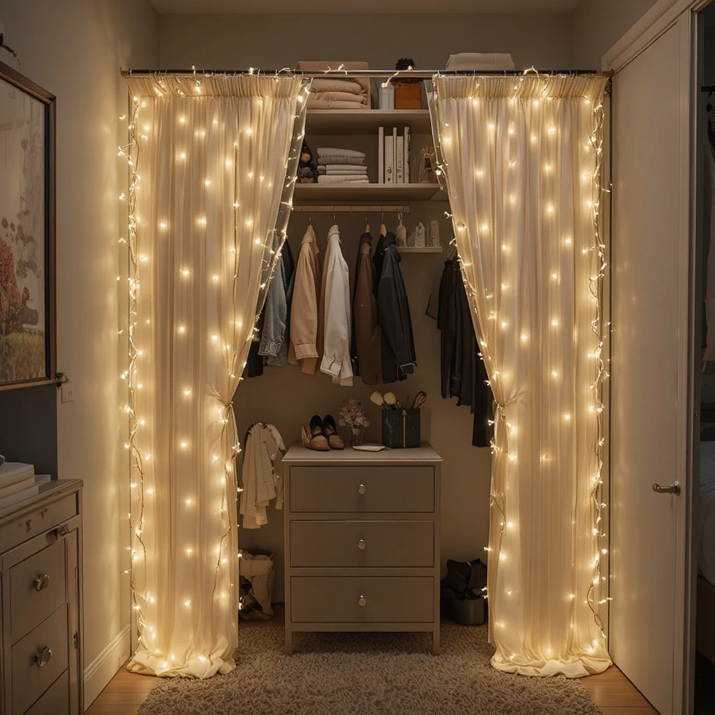  Fairy Light Curtain Closet