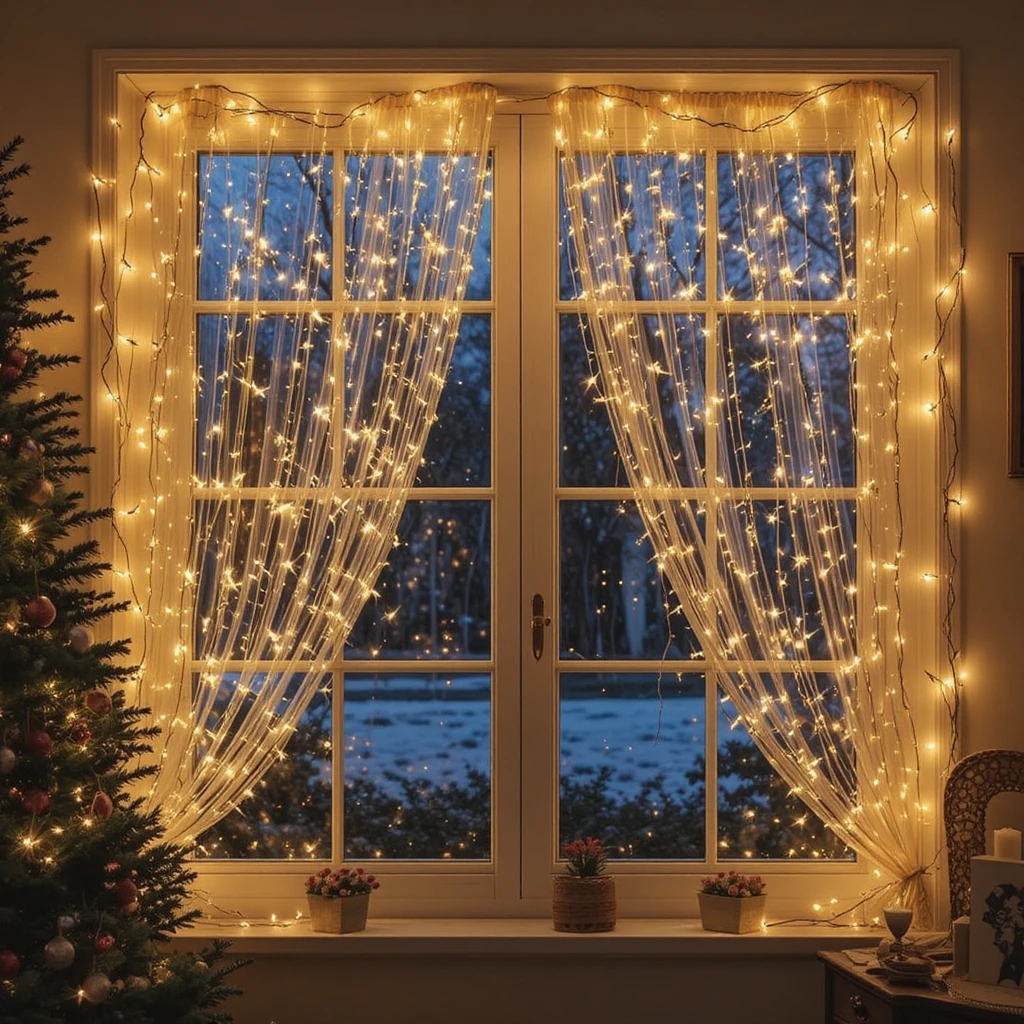 Fairy Light Curtain Christmas Decor 