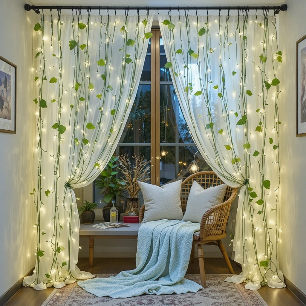  Fairy Light Curtain Leaf Decor