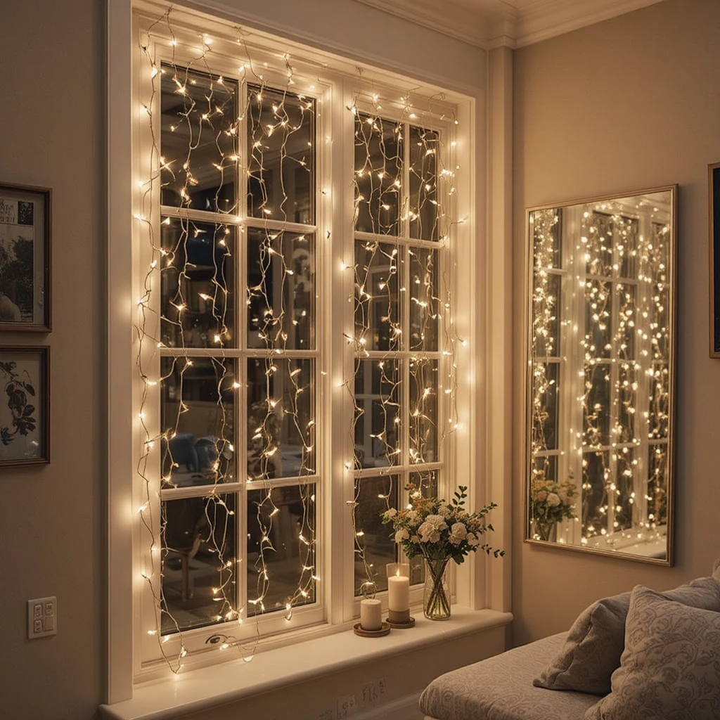 Fairy Light Curtain Window