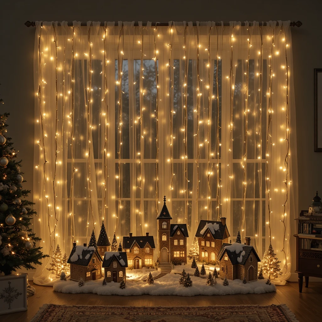 Fairy Light Curtain Christmas Decor 