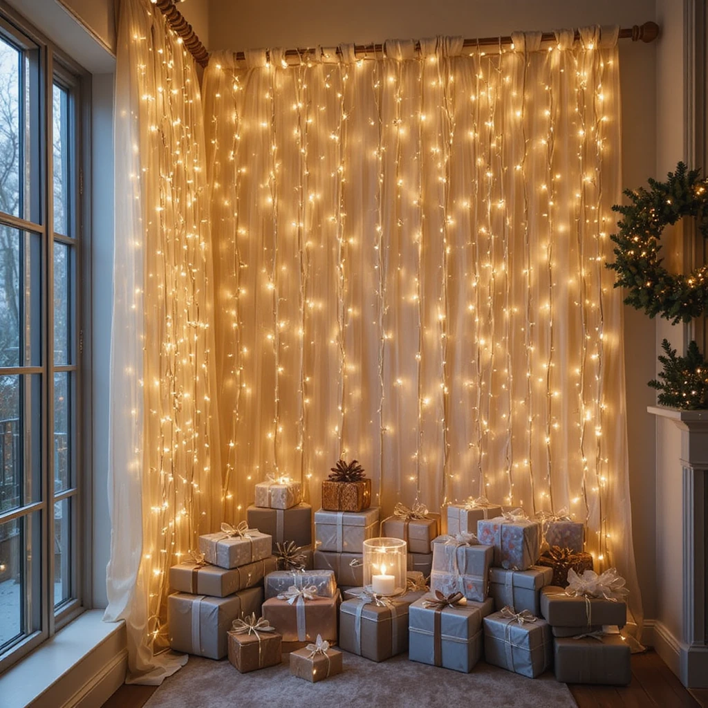 Fairy Light Curtain Christmas Decor 
