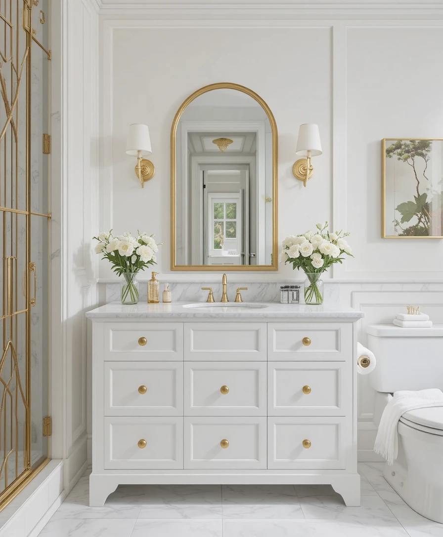 White and Gold Bathroom