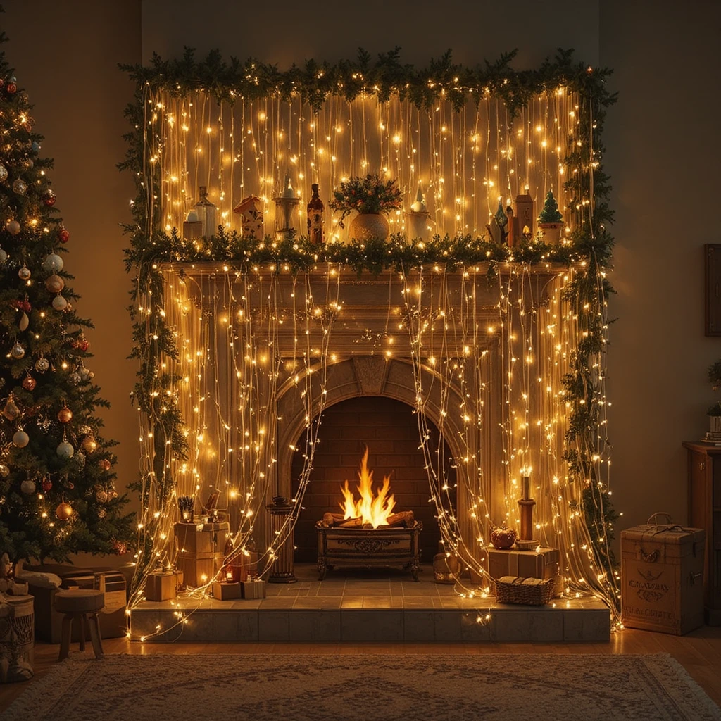 Fairy Light Curtain Christmas Decor 