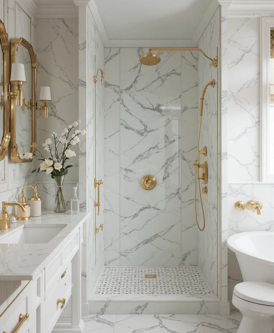  White and Gold Bathroom