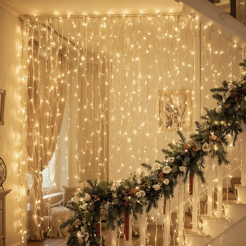 Fairy Light Curtain Christmas Decor 