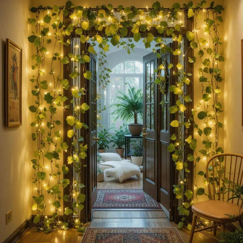  Fairy Light Curtain Leaf Decor