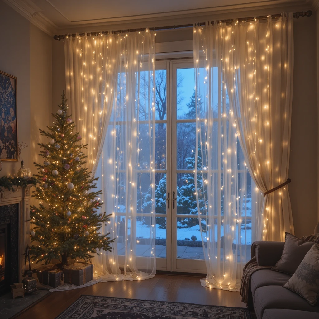 Fairy Light Curtain Christmas Decor 