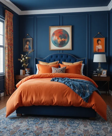 Blue and Orange Bedroom