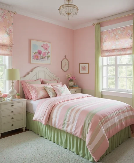 Pink and Green Bedroom