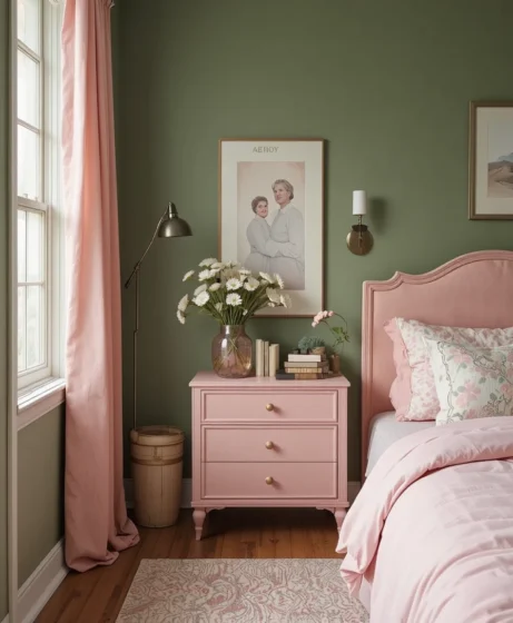 Pink and Green Bedroom