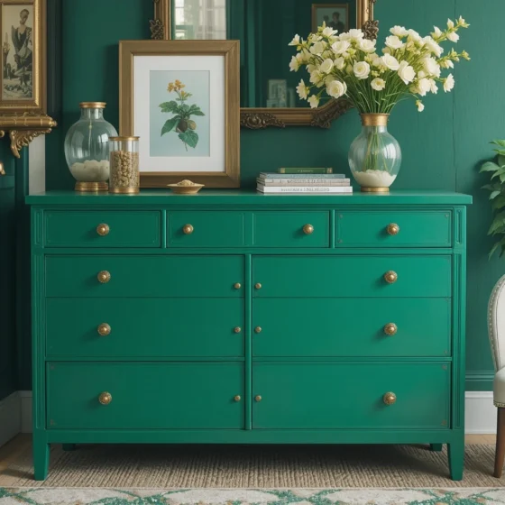 Emerald Green and Gold Bedroom