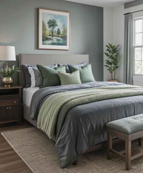  Grey and Green Bedroom