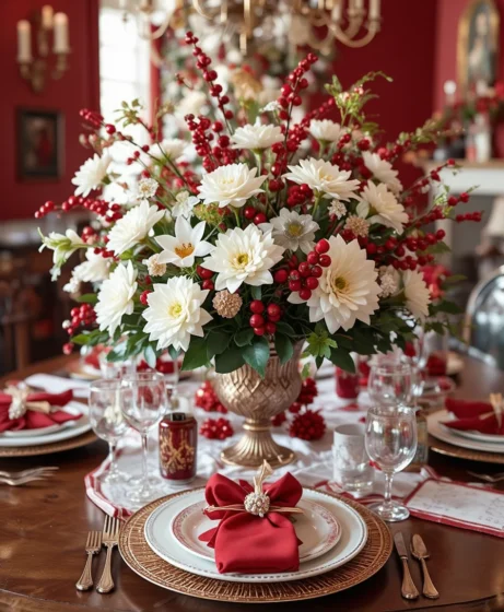  Red and White Christmas Table