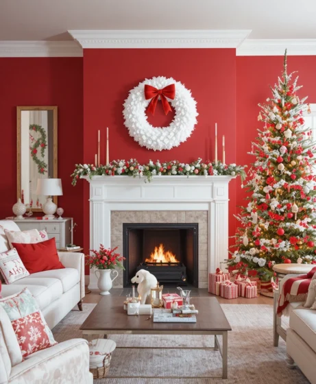 Red & White Christmas Living Room