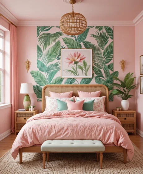 Pink and Green Bedroom