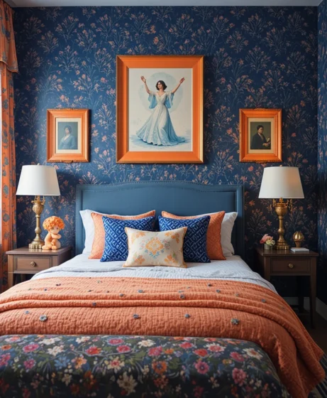  Blue and Orange Bedroom