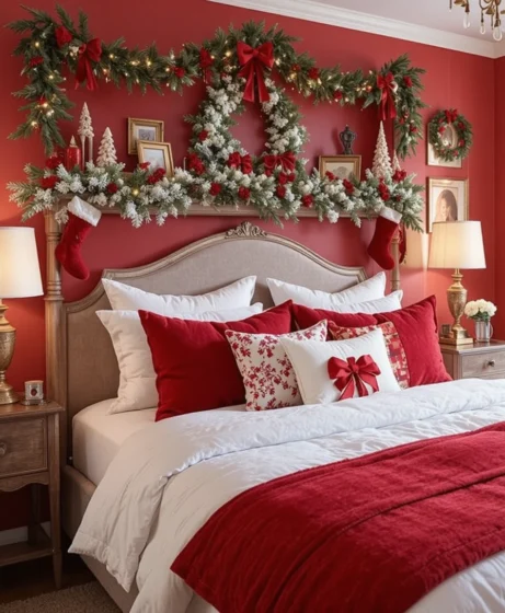 Red and White Christmas Bedroom