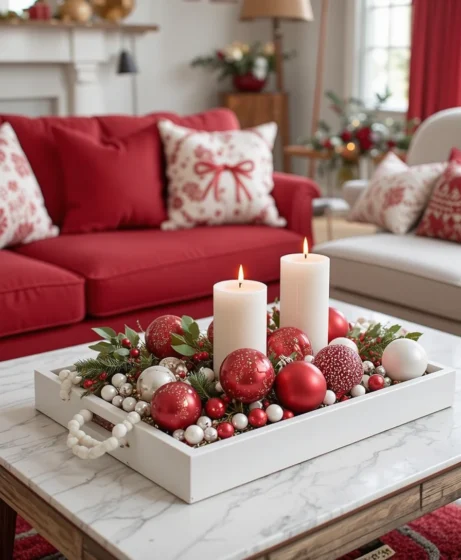 Red & White Christmas Living Room