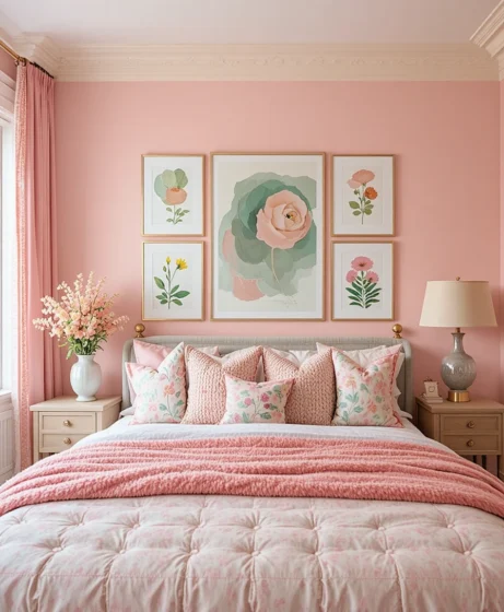 Pink and Green Bedroom