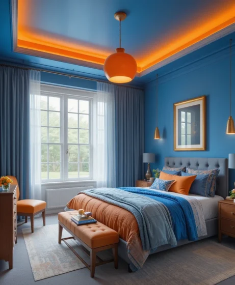  Blue and Orange Bedroom