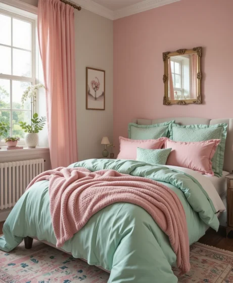 Pink and Green Bedroom