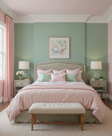 Pink and Green Bedroom