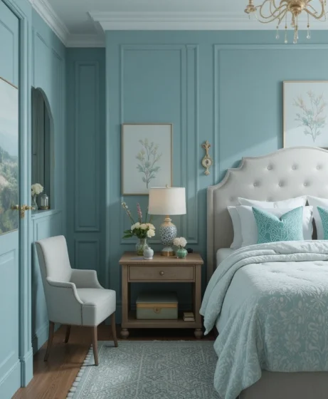 Teal Blue Bedroom